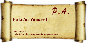 Petrás Armand névjegykártya